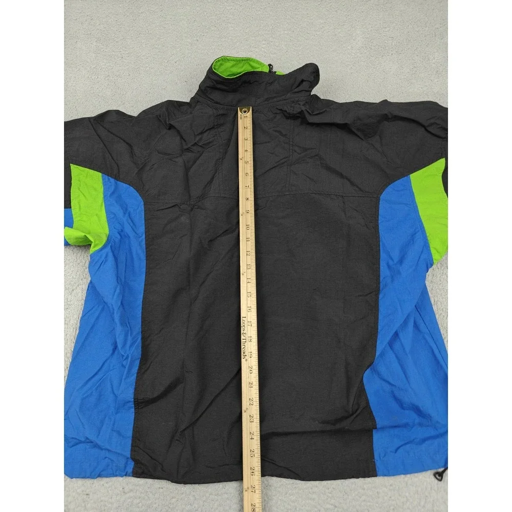 Vintage Columbia Jacket‎ Mens XL Black Blue Green 1/4 Zip Windbreaker 90s